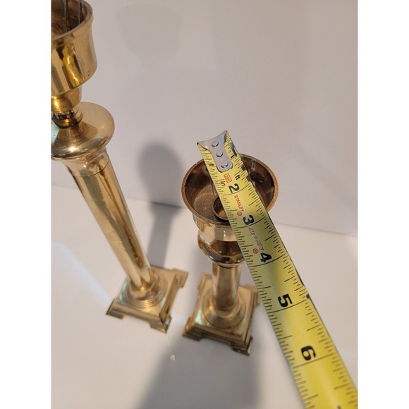 Vintage Brass Candlestick Holders‎ Set Tall Ornate Square Base Pair